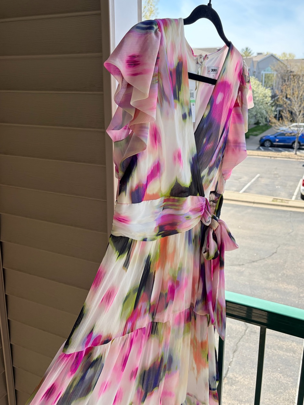 🆕🌸🪻🌿DKNY Watercolor Floral Light Casual Party Chic Summer Maxi Dress Size 8 - Picture 6 of 17